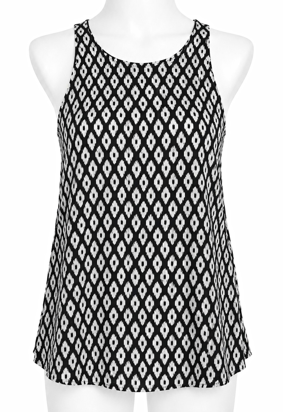 Old Navy Tank Top Womens Size S Black White Geometric Round Neck Sleeveless